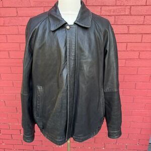 Claiborne Outerwear Lambskin Leather Jacket Mens XL Black‎ Thinsulate Lined